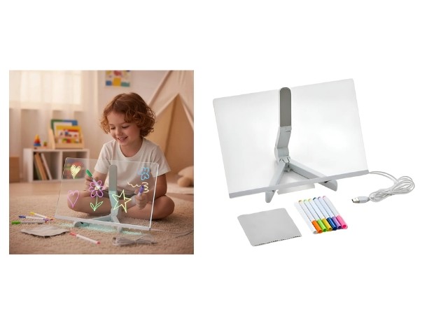 &u+ PIZARRON LUMINOSO 30X20 + TRIPODE + 7 MARCADORES (5369)